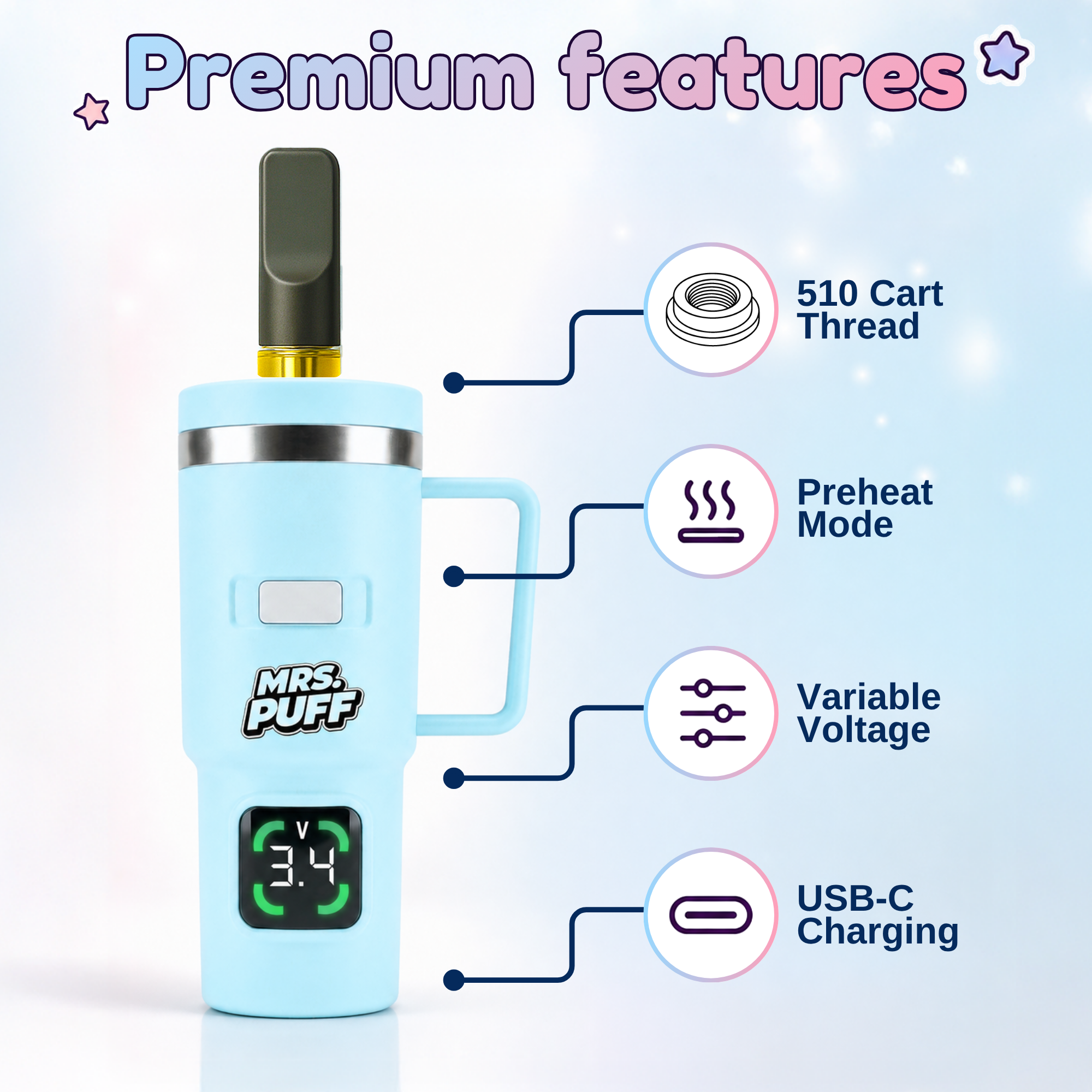 Smyle - Cup Cart 510 Battery by Mrs. Puff