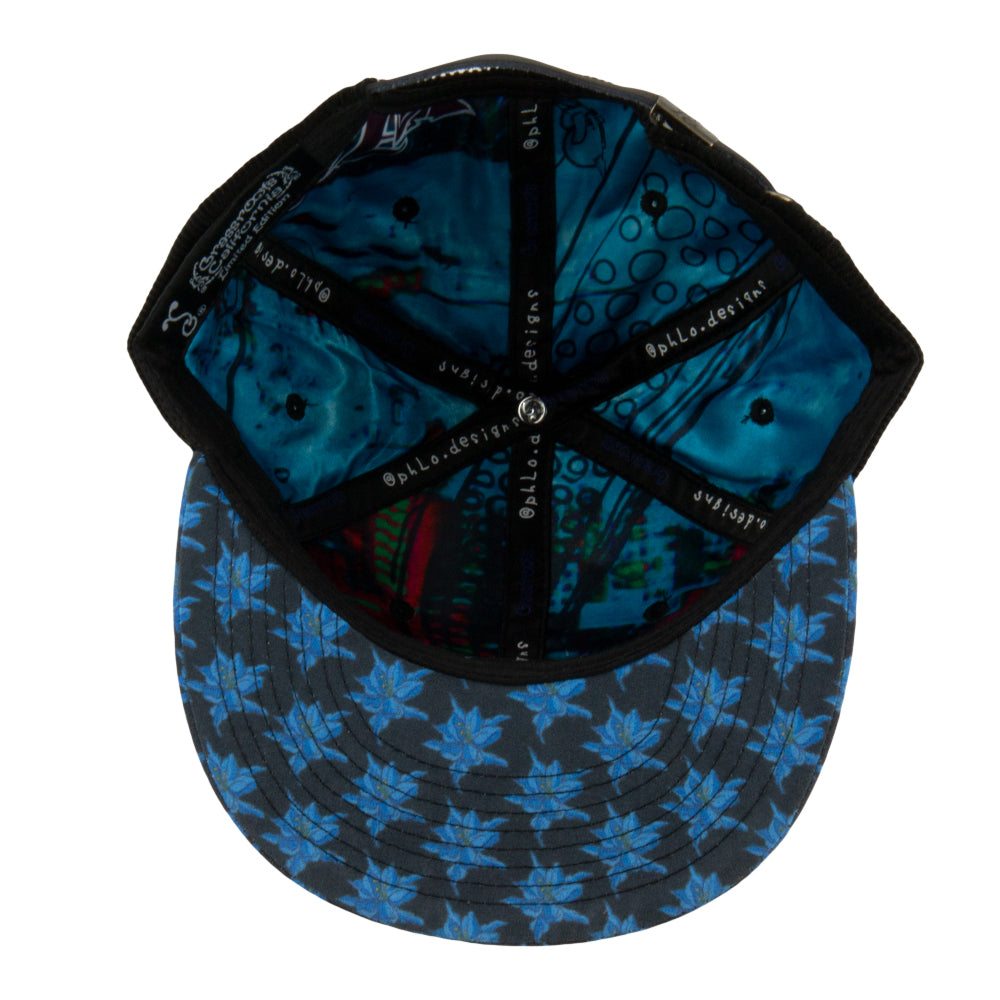 Grassroots - Phlo Designs Columbine Removable Logo Black Strapback Hat