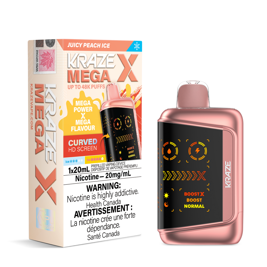 Kraze Mega X - Juicy Peach Ice